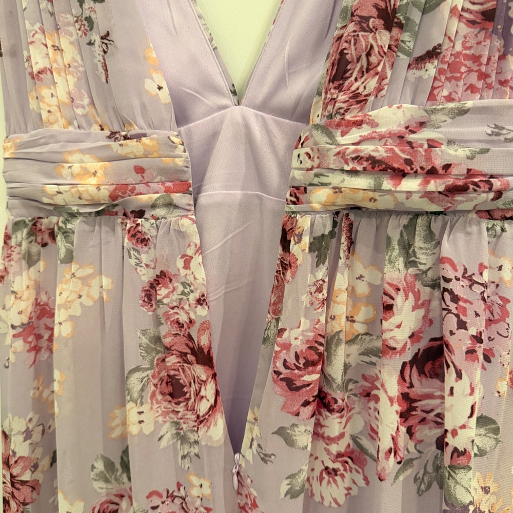 Lulus Heavenly Hues Lavender Floral Print Maxi Dress Small Romantic Cottagecore - Picture 7 of 8